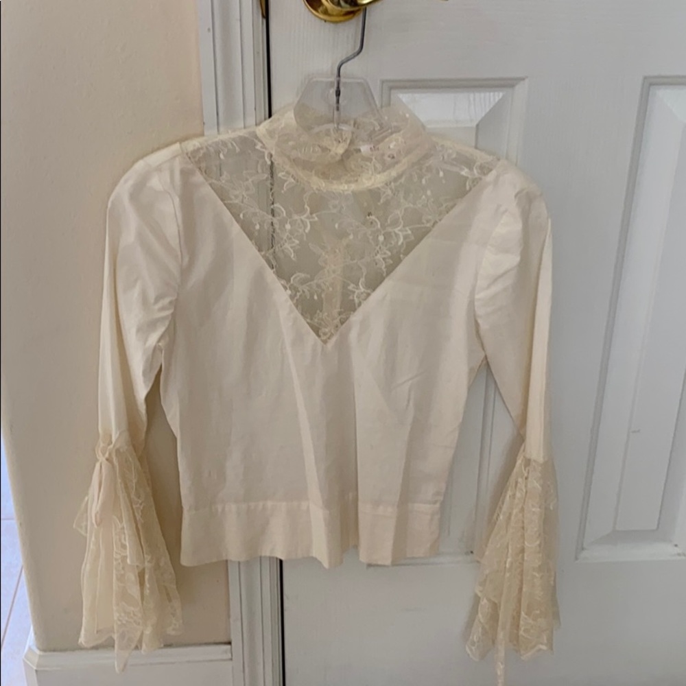 Alice + Olivia Lace Ivory Top